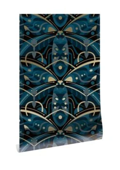 KEK Amsterdam Art Deco Goud Behang Animaux Beetle - Blauw