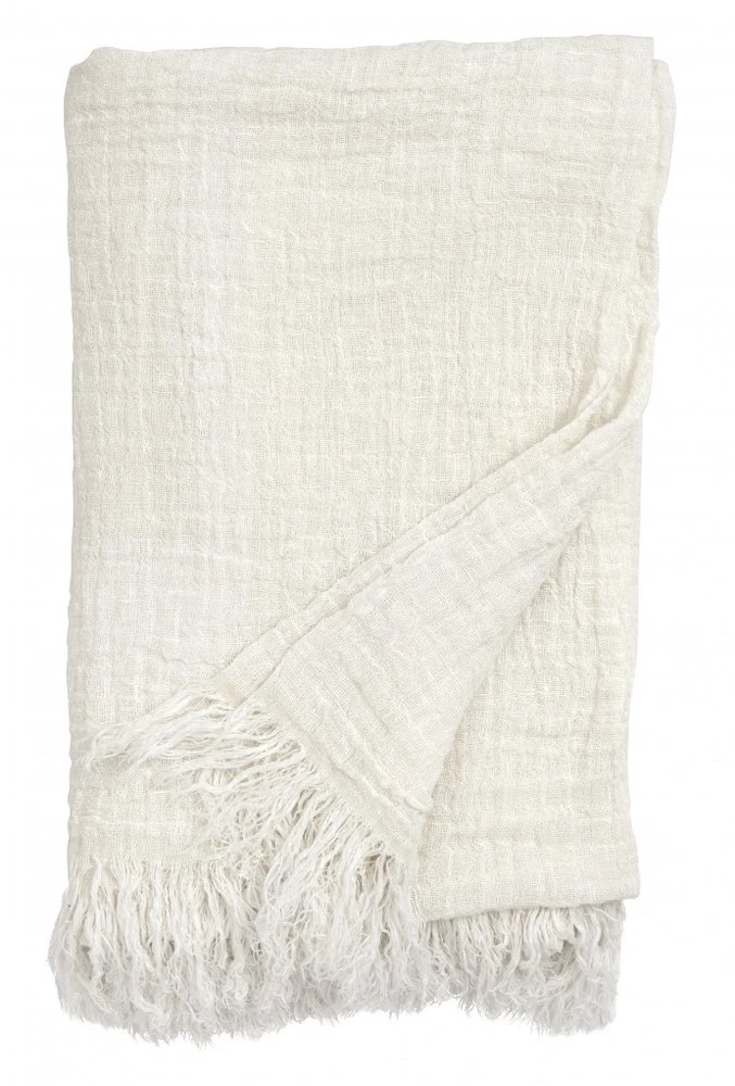 Nordal Bedsprei Met Franjes Linnen - Wit
